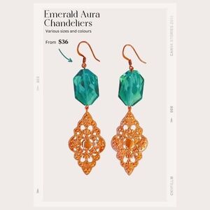 Handcrafted Emerald Aura Chandelier Earrings
